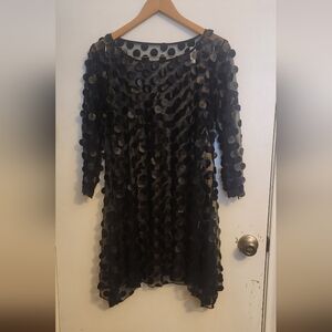 Sheer Black Polka Dot Long Sleeve Dress